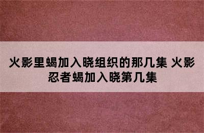 火影里蝎加入晓组织的那几集 火影忍者蝎加入晓第几集